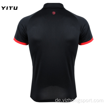 Feuchtigkeitstransportierendes Dry Fit Poloshirt aus schwarzem Polyester
